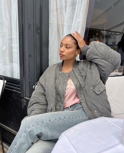 Sofía – Quilted Knit Bomber Jacket