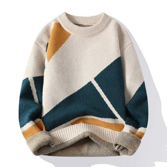 Leon – Herren Baumwoll Geometrisches Strickpullover