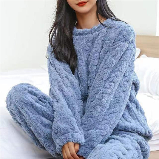 Elena - Damen Flausch Pyjama Set Zweiteiler Loungewear