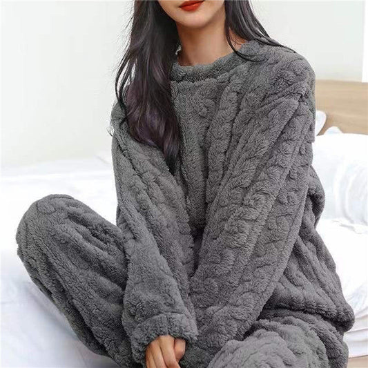 Elena - Damen Flausch Pyjama Set Zweiteiler Loungewear
