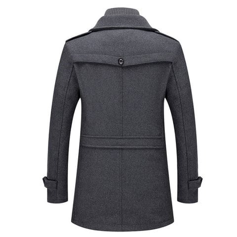Damien – Structured Wool-Blend Long Coat with Inner Zip Layer for Men