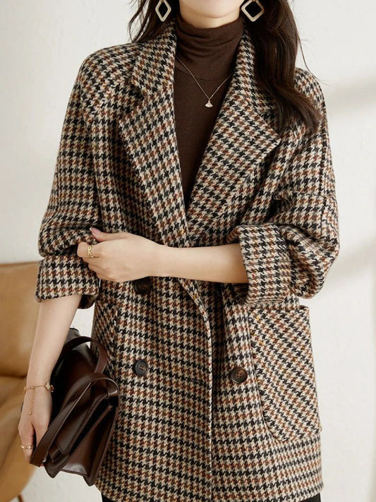 Sophia - Damen Mantel mit Hahnentrittmuster
