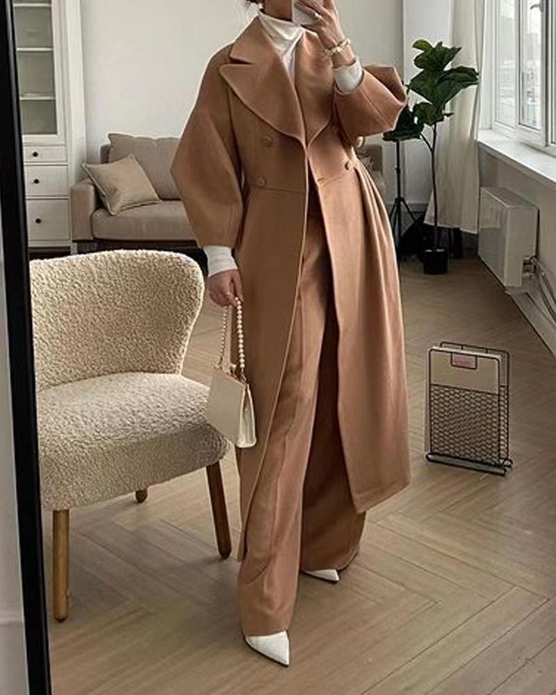 Celeste – Damen Mantel mit weitem Reverskragen und doppelreihigem Verschluss