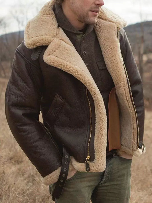 Erik – Gefütterte Lammfelljacke im Aviator-Stil für Herren