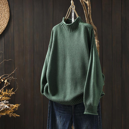 Sofia - Damen Pullover mit Stehkragen und Strukturmuster
