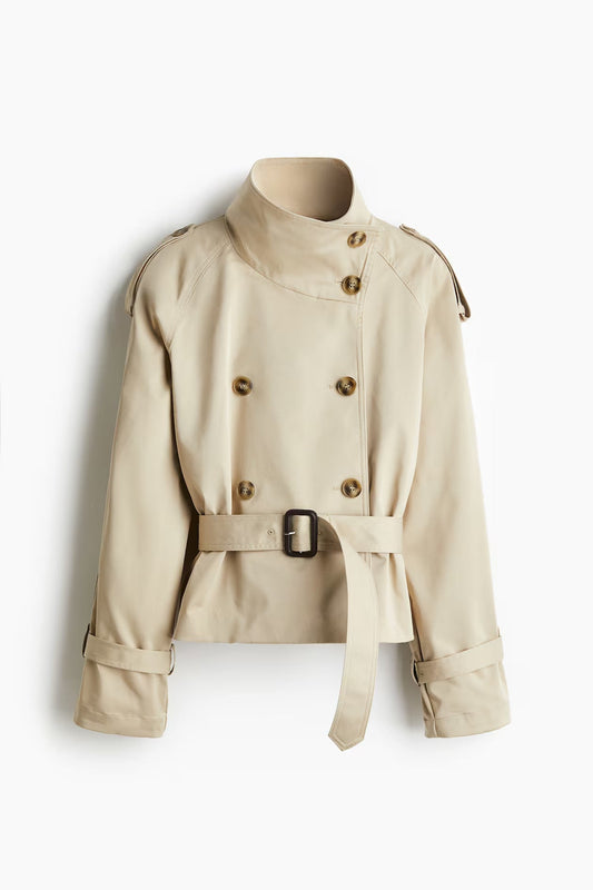Claudia - Damen Trenchcoat mit Gürtel und Knopfleiste