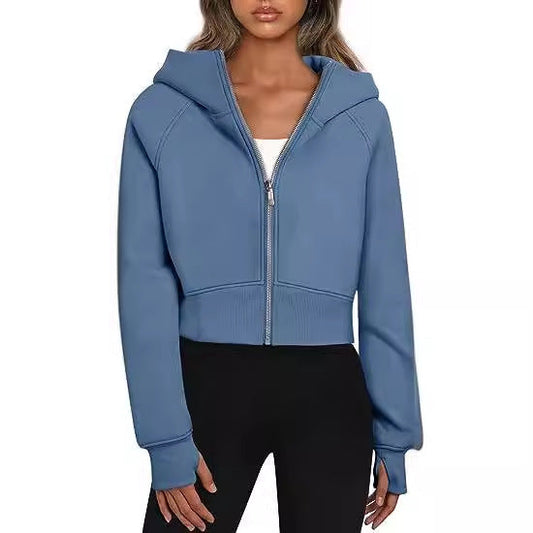 Mira – Damen Hoodie kurz geschnitten mit Reißverschluss und Kapuze
