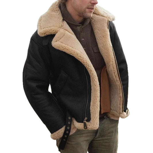 Erik – Gefütterte Lammfelljacke im Aviator-Stil für Herren
