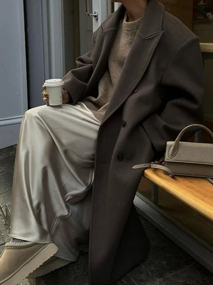 Olivia - Damen Oversized Mantel mit doppelreihiger Knopfleiste