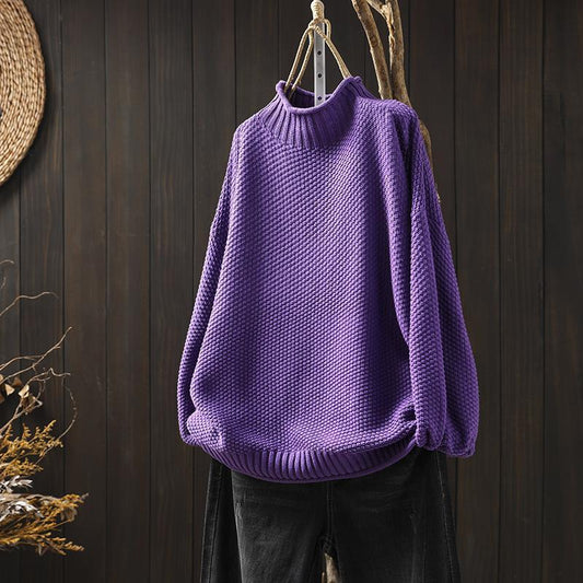 Sofia - Damen Pullover mit Stehkragen und Strukturmuster
