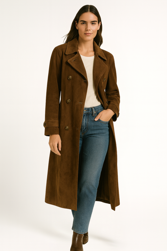 Isabella - Damen Trenchcoat mit doppelreihiger Knopfleiste