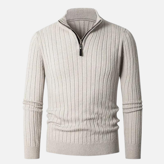 Fabian - Herren Strickpullover mit halbem Reißverschluss