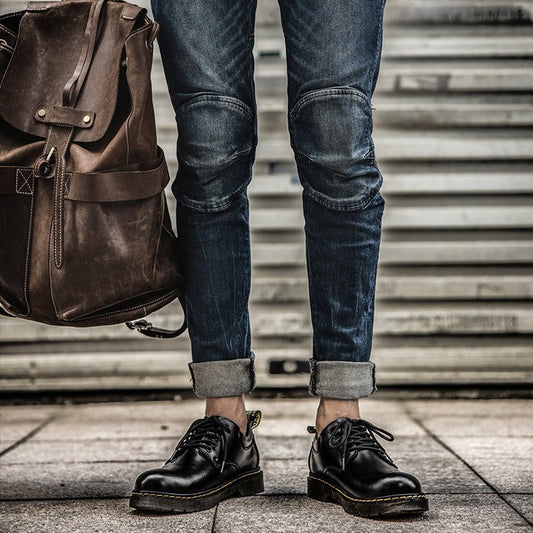 Lukas - Herren Leder Halbschuh mit gelber Naht