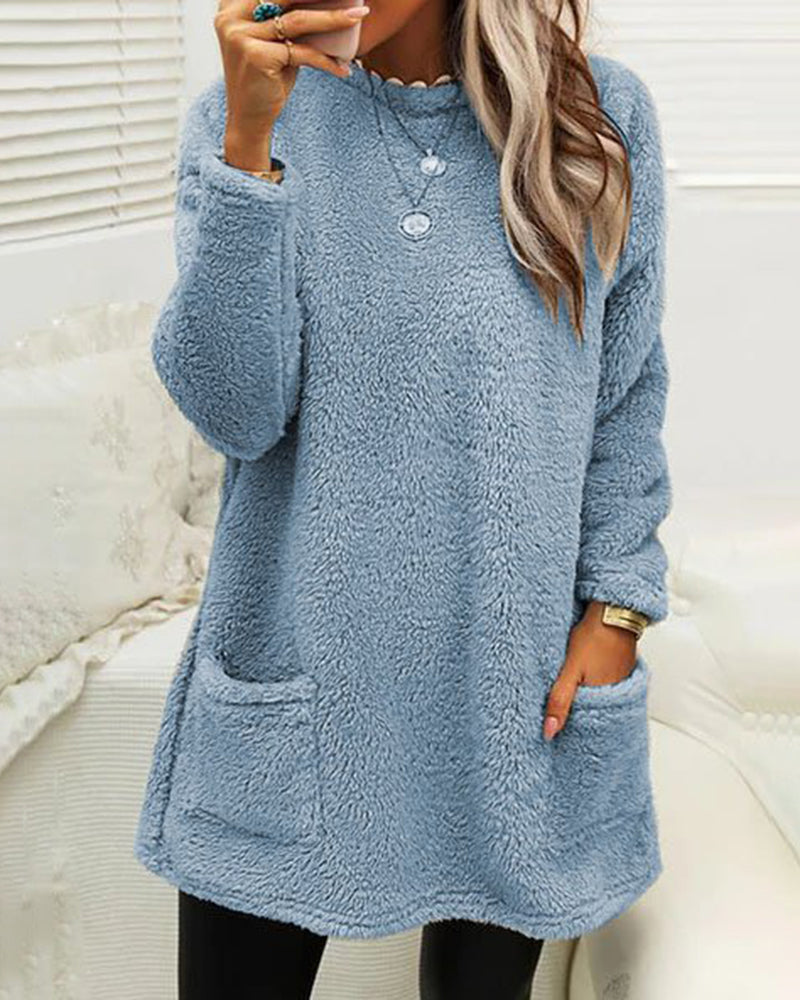 Mila - Damenpullover mit Taschen und Rundhalsausschnitt