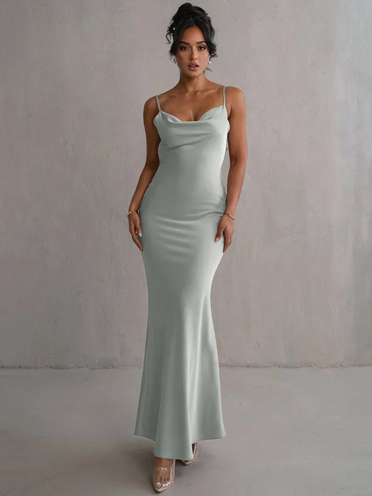 Adriana - Damen Abendkleid rückenfrei mit Blumenapplikationen