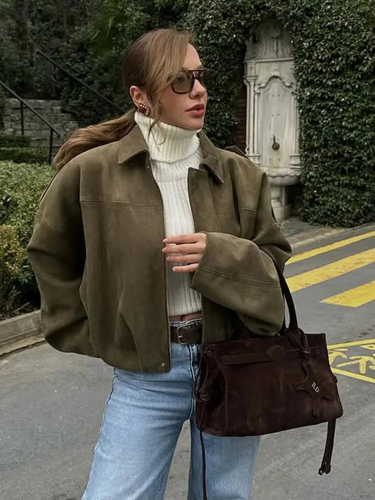 Selena – Damen Wildlederjacke Oversize