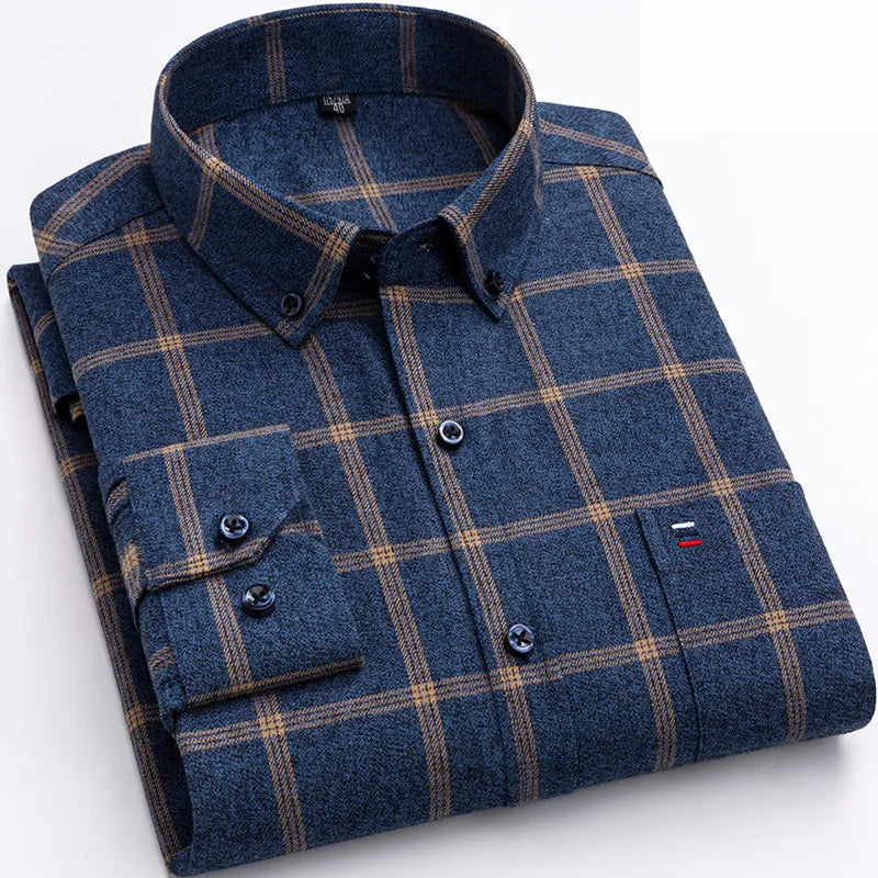 James – Classic Plaid Button-Up Shirt for Men