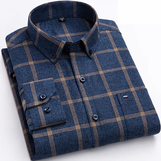 James – Classic Plaid Button-Up Shirt for Men