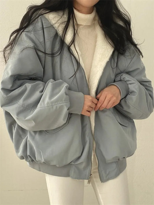 Mila - Damen Winterjacke oversized mit Fellfutter