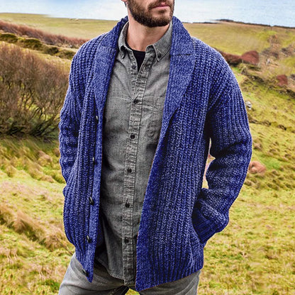 Ewan – Chunky Knit Shawl-Collar Cardigan for Men