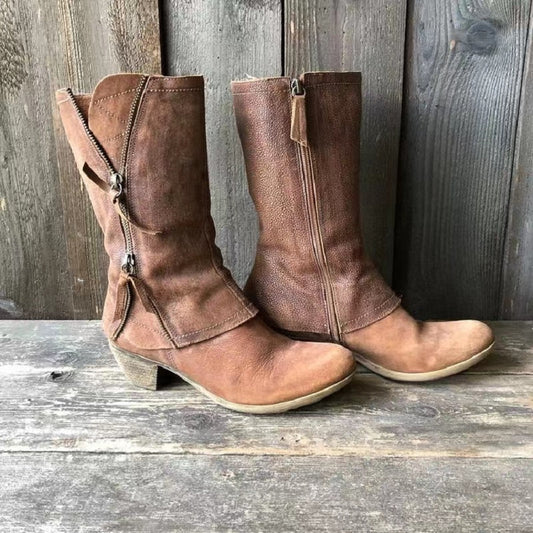 Riley – Vintage Cowgirl Boots im Western-Stil mit Zipper-Details