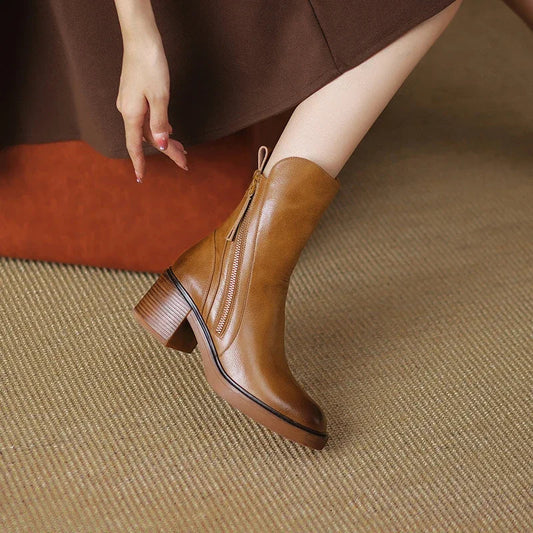 Sophia – Klassische Lederstiefeletten Damen