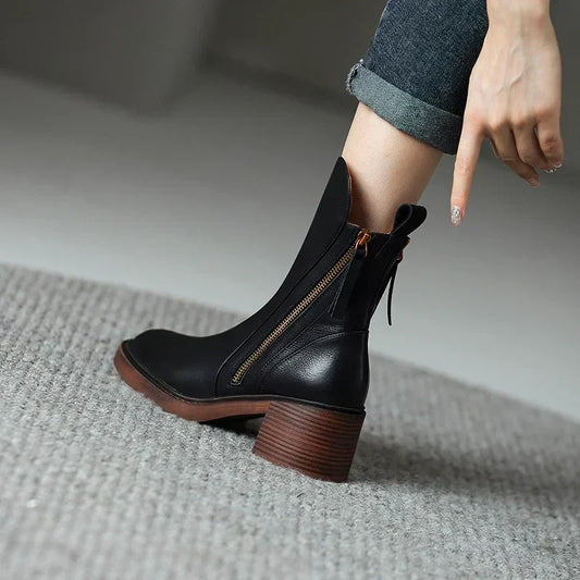 Sophia – Klassische Lederstiefeletten Damen