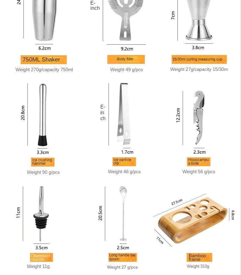 Stirré Signature Stainless Steel Cocktail Bar Set