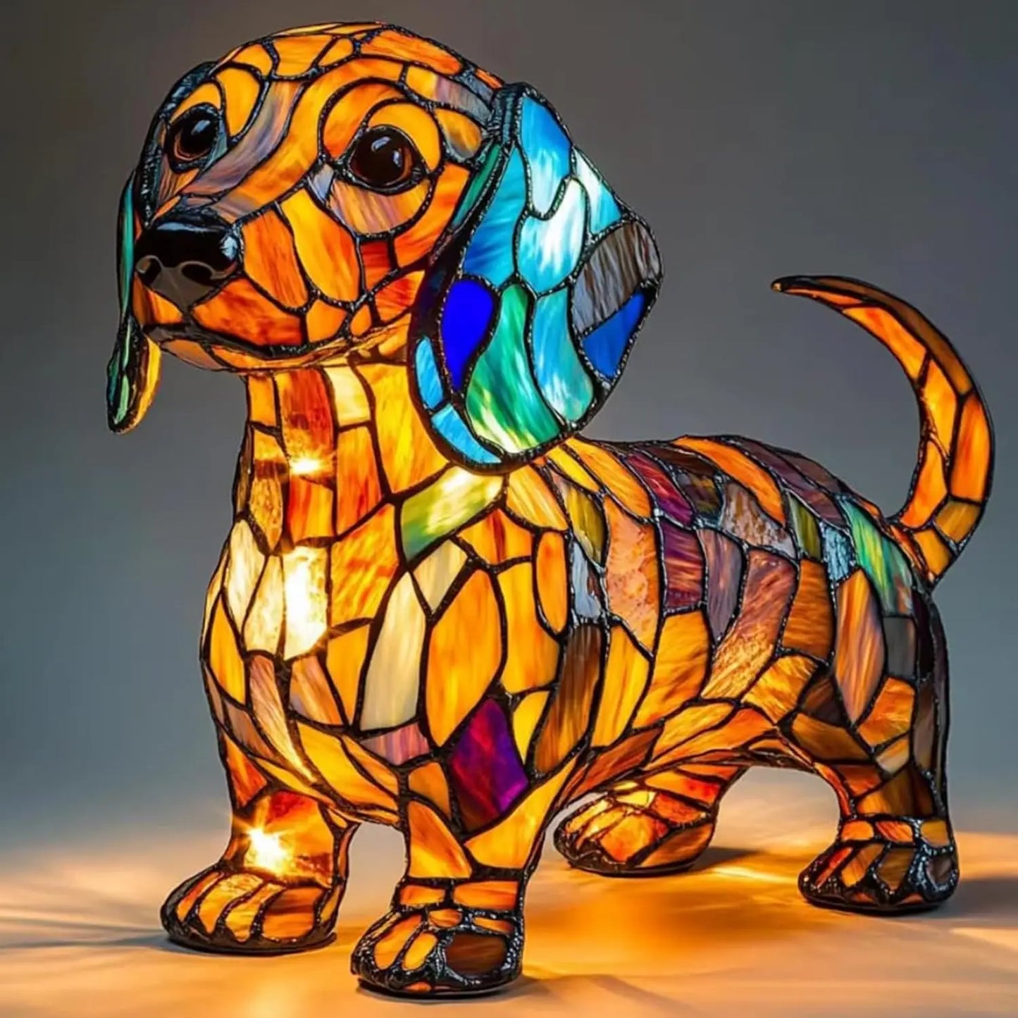 Art Nouveau Stained Glass Cat Table Lamp