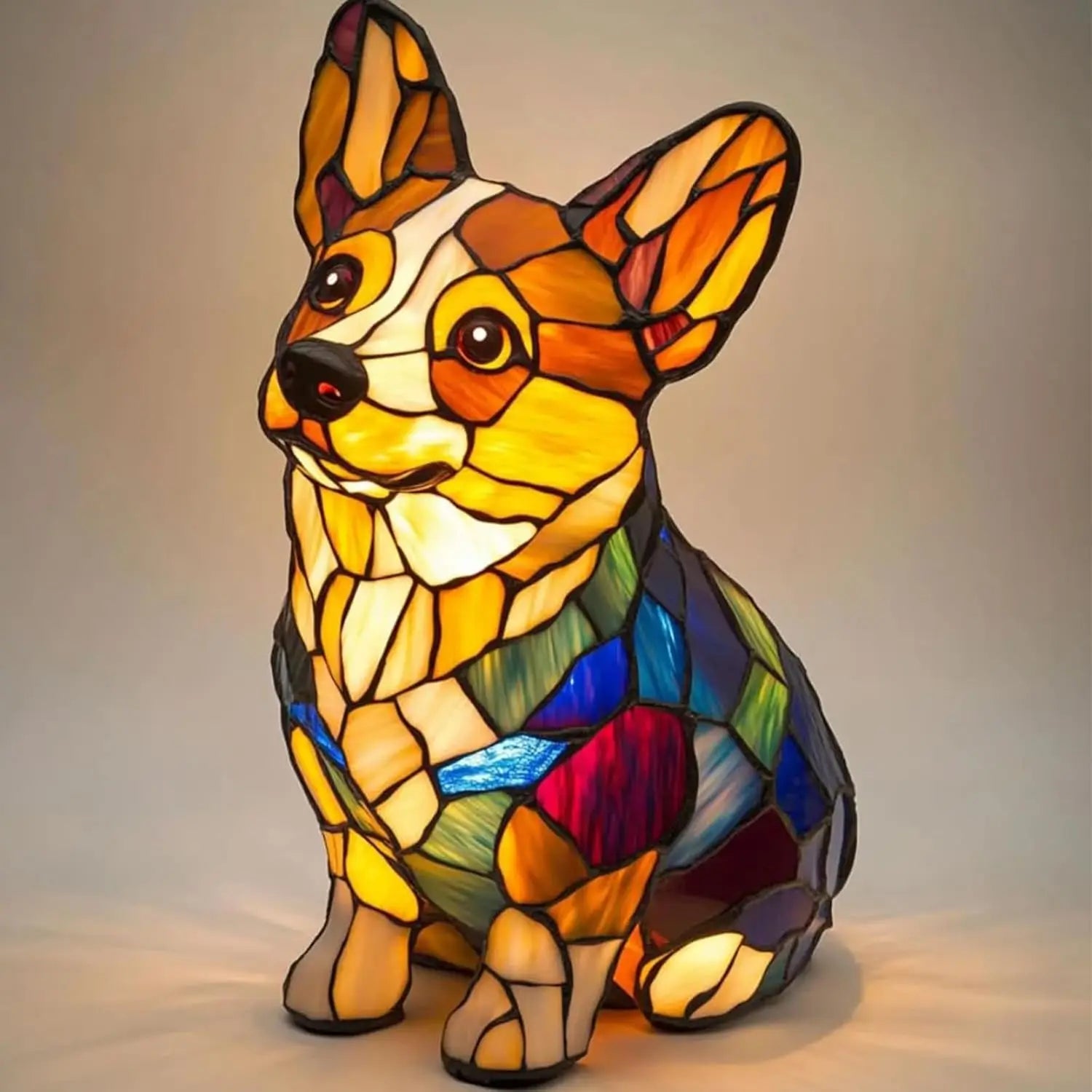 Art Nouveau Stained Glass Cat Table Lamp