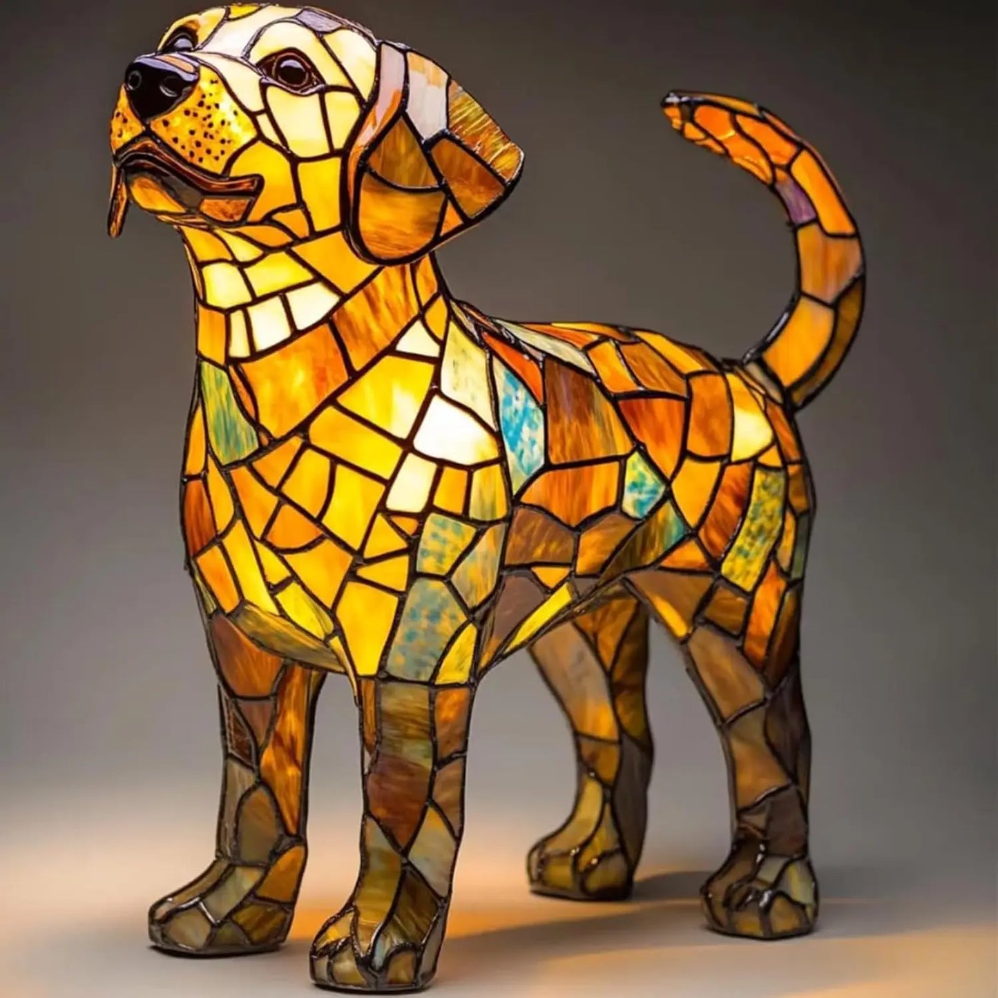 Art Nouveau Stained Glass Cat Table Lamp