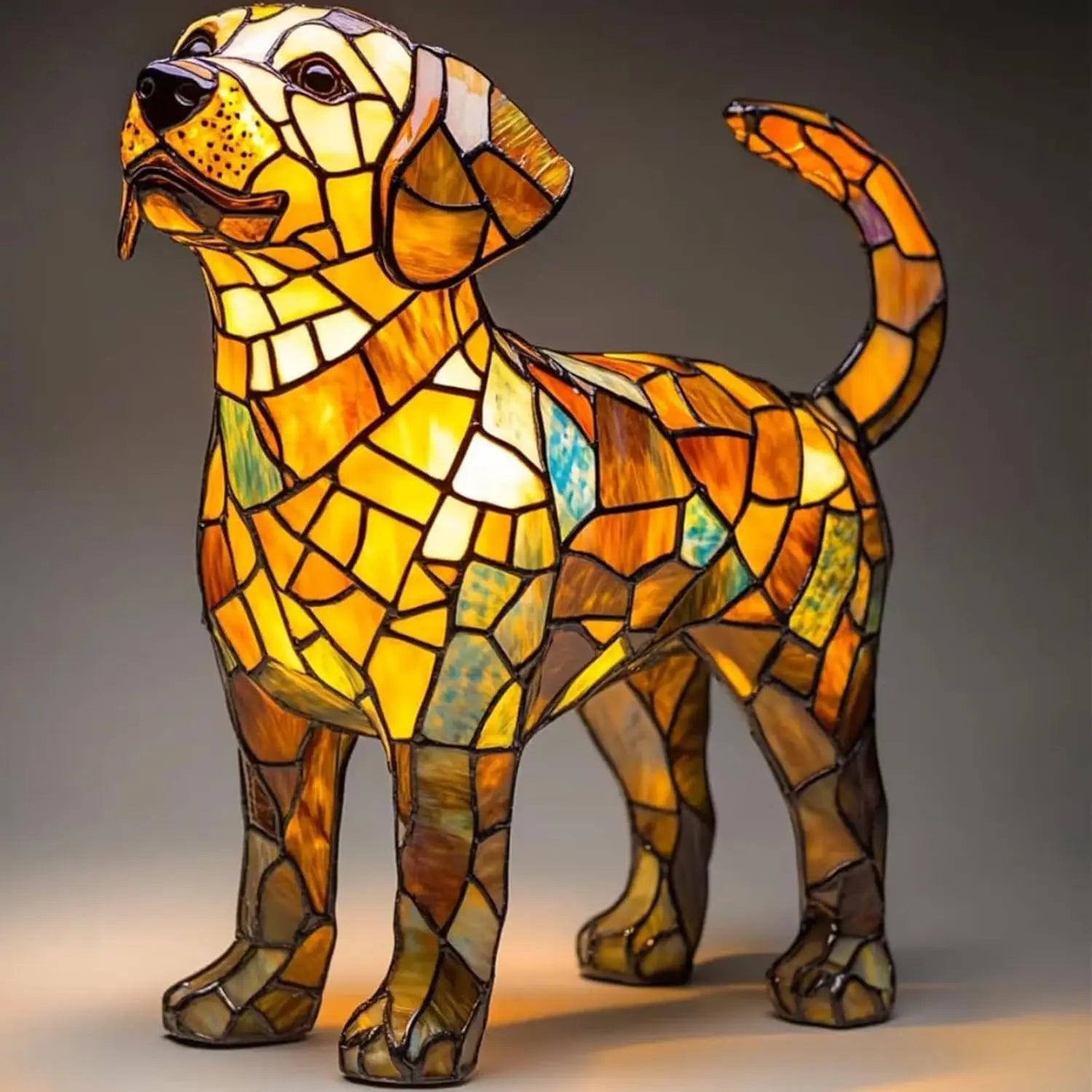 Art Nouveau Stained Glass Cat Table Lamp