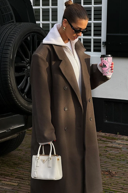 Olivia - Damen Oversized Mantel mit doppelreihiger Knopfleiste