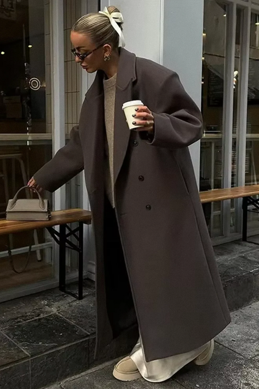 Elodie – Damen Oversize-Mantel mit Reverskragen und Knopfleiste