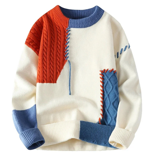 Luca – Patchwork Strickpullover Unisex
