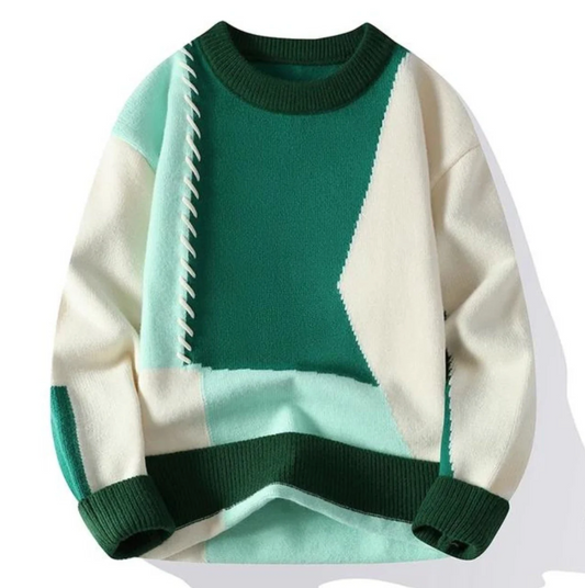 Luca – Patchwork Strickpullover Unisex