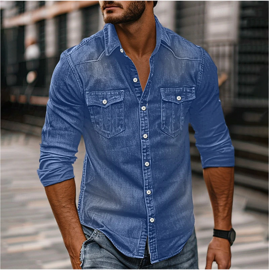 Liam – Denim Hemd Herren mit Knopfleiste