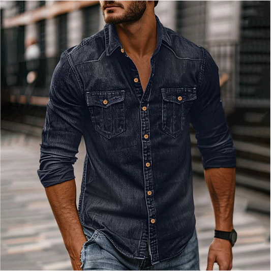 Liam – Denim Hemd Herren mit Knopfleiste