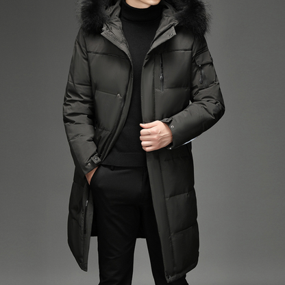 Archer – Insulated Long Puffer Parka with Faux-Fur Hood for Men