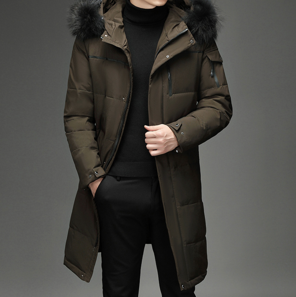 Archer – Insulated Long Puffer Parka with Faux-Fur Hood for Men