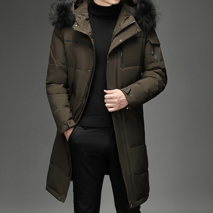 Archer – Insulated Long Puffer Parka with Faux-Fur Hood for Men