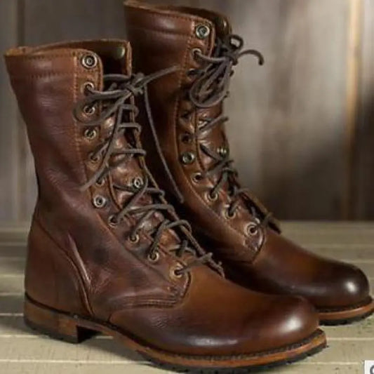 Lior - Herren Leder Stiefel mit Schnürung Vintage Look
