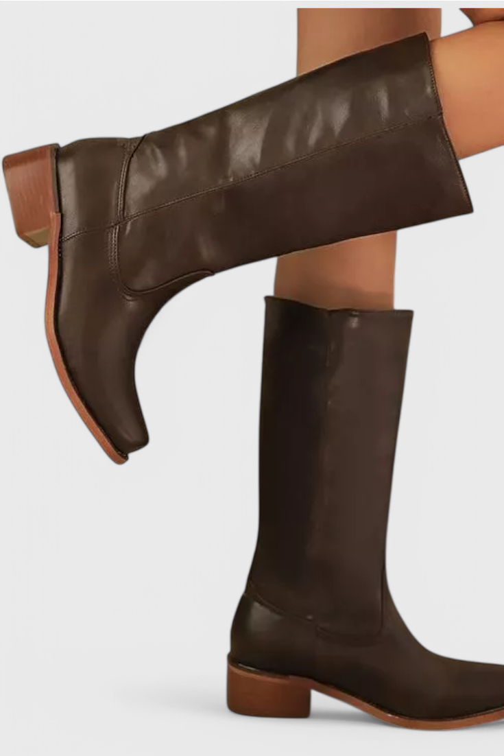 Mila – Sleek Mid-Calf Leather Riding Boots for Women