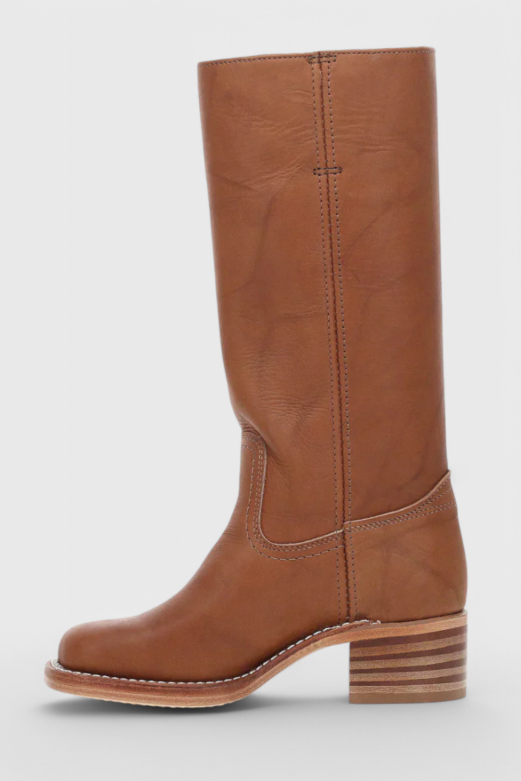 Mila – Sleek Mid-Calf Leather Riding Boots for Women