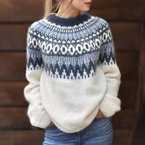 Mia – Gemusterter Strickpullover Damen