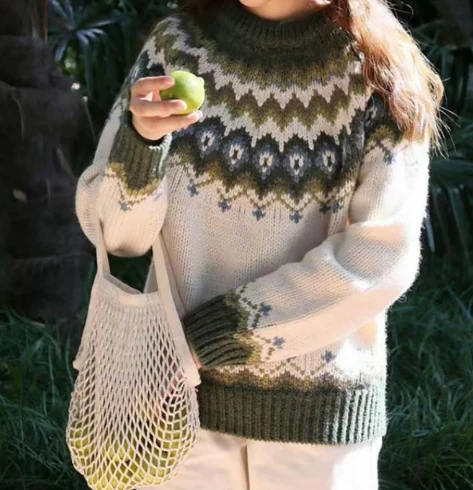 Mia – Gemusterter Strickpullover Damen