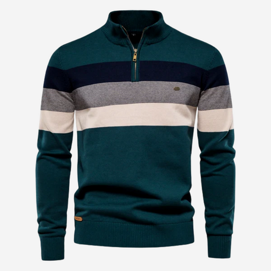 Lars – Gestreifter Strickpullover mit Reißverschluss Herren