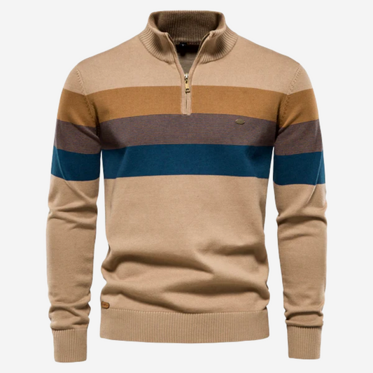Lars – Gestreifter Strickpullover mit Reißverschluss Herren