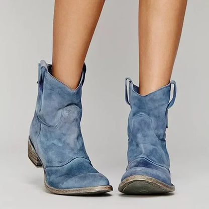 Siena – Graue Cowboy-Stiefeletten im Used-Look