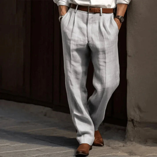 Fabio - Herren Leinenhose mit Bundfalten